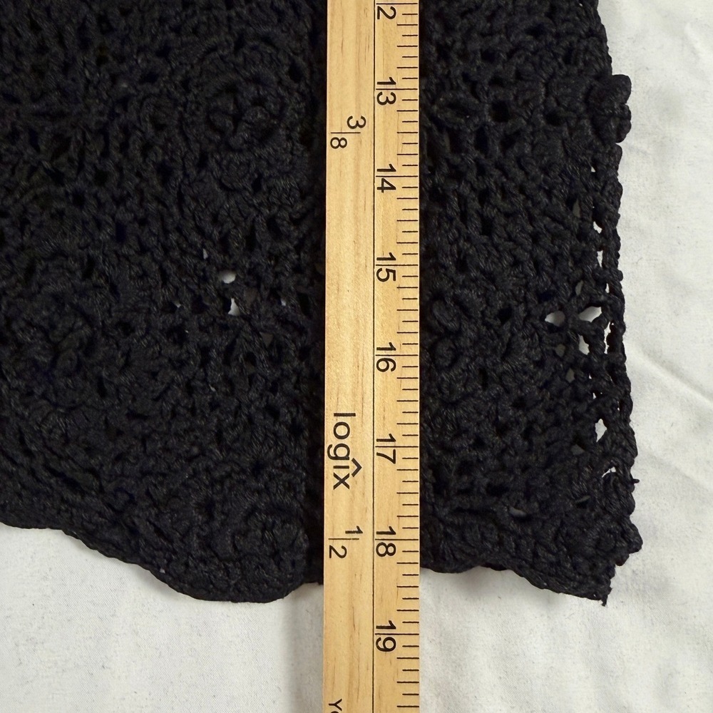 Vintage Y2K Hand Knitted Black Crochet Cardigan Open Knit OS Witchy Whimsigoth - Picture 5 of 6